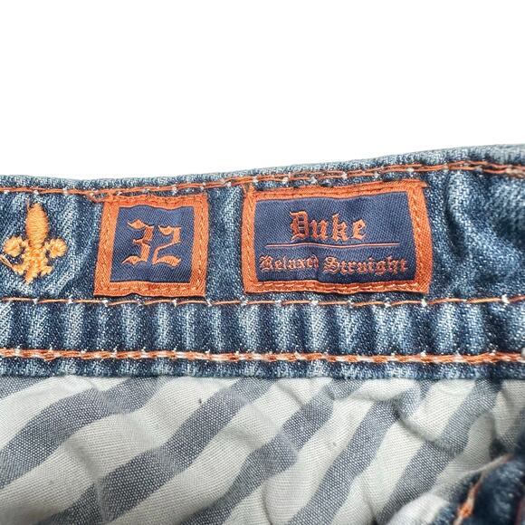 Rock Revival | Men | Duke Relaxed Straight Rocker Distressed Denim Jeans | Sz 32 - Picture 7 of 15